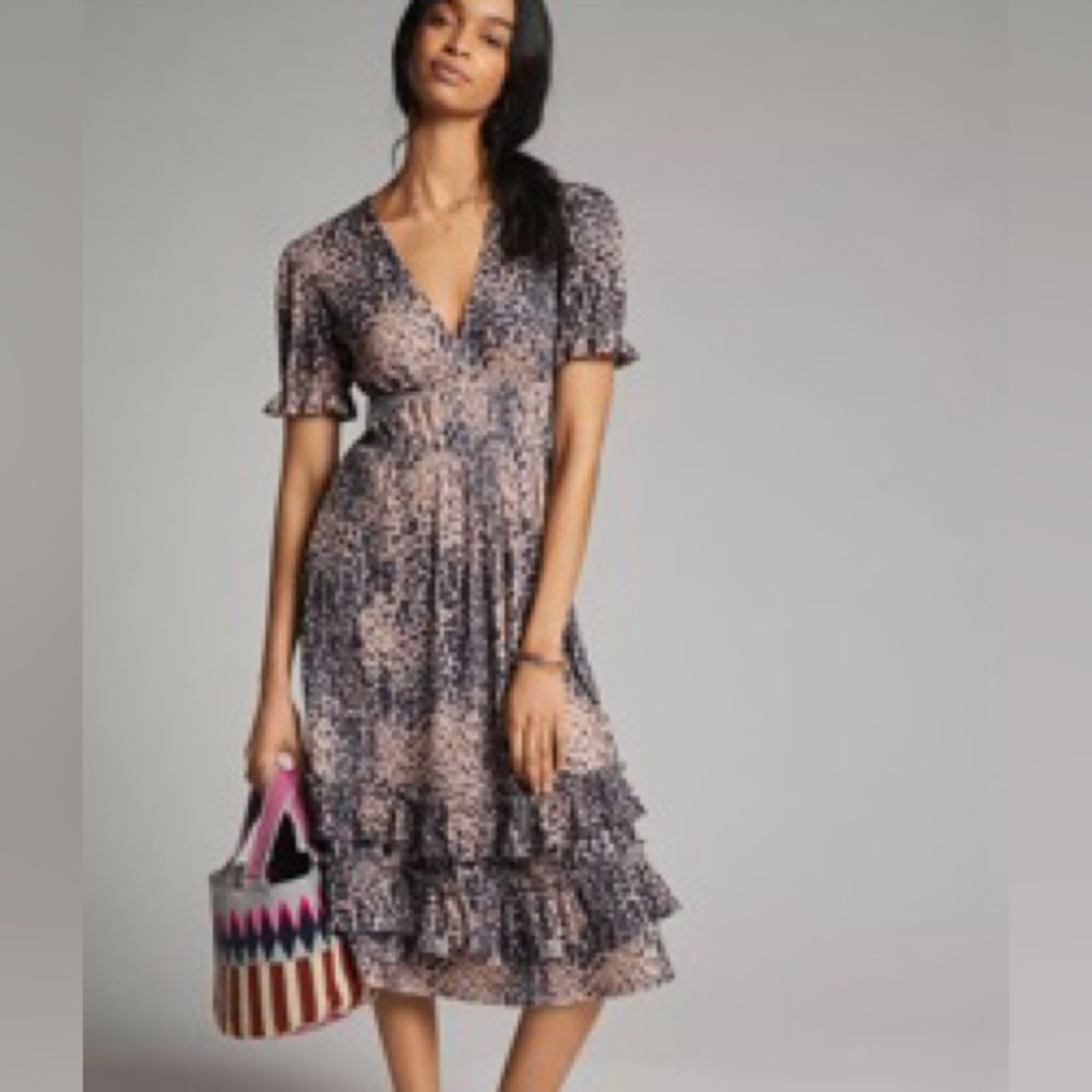 Anthropologie Hutch Adela ruffled midi dress /med/